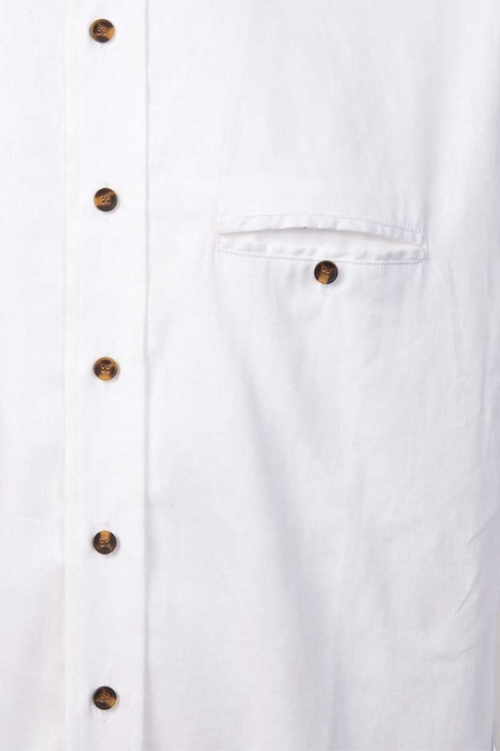 White Linen Grandfather Shirt LN10
