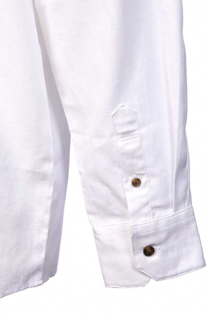 White Linen Grandfather Shirt LN10
