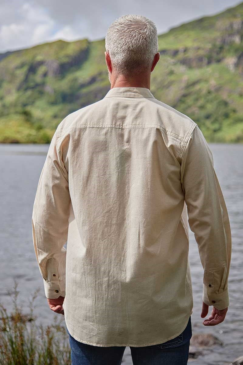 Beige Linen Grandfather Shirt LN7