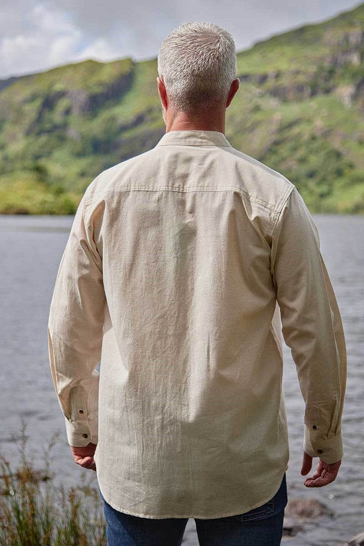 Beige Linen Grandfather Shirt LN7