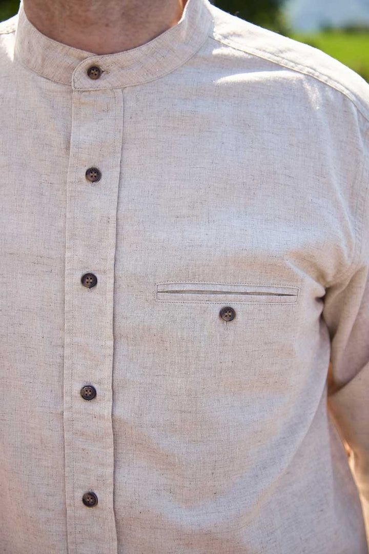 Beige Linen Grandfather Shirt LN7