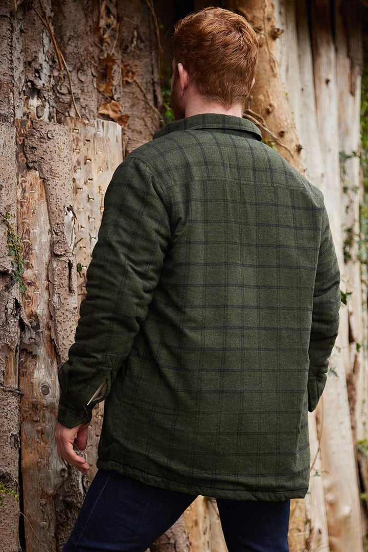 Forest Green and Black Check Flannel Fleece Lined Shirt LV15