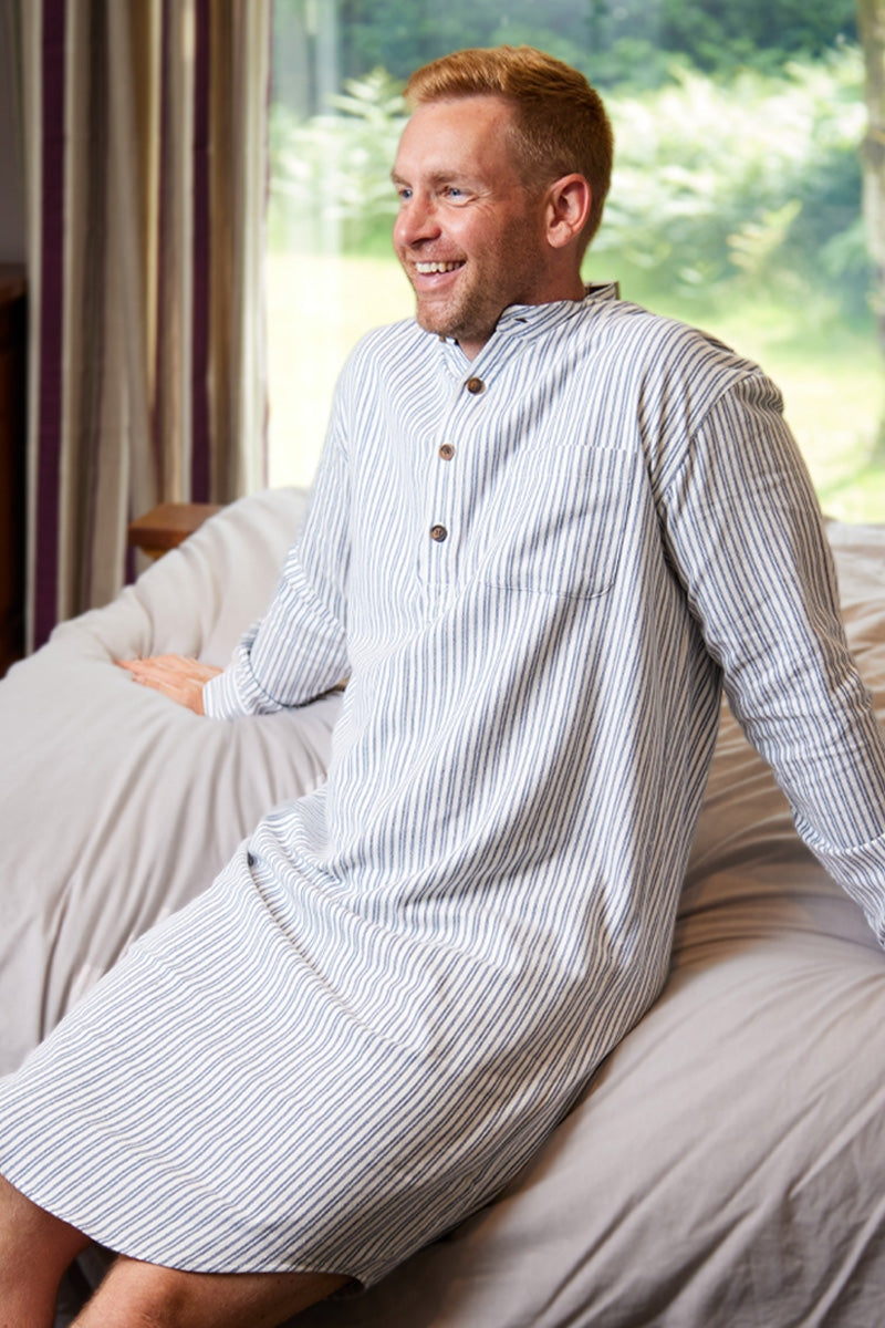 Blue and Ivory Striped Nightshirt LV2