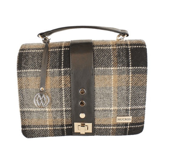 Black, Beige and Grey Plaid Fiona Bag 21