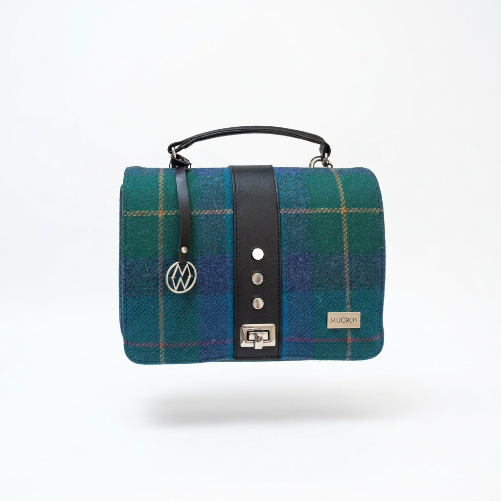 Turquoise and Green Plaid Fiona Bag 737
