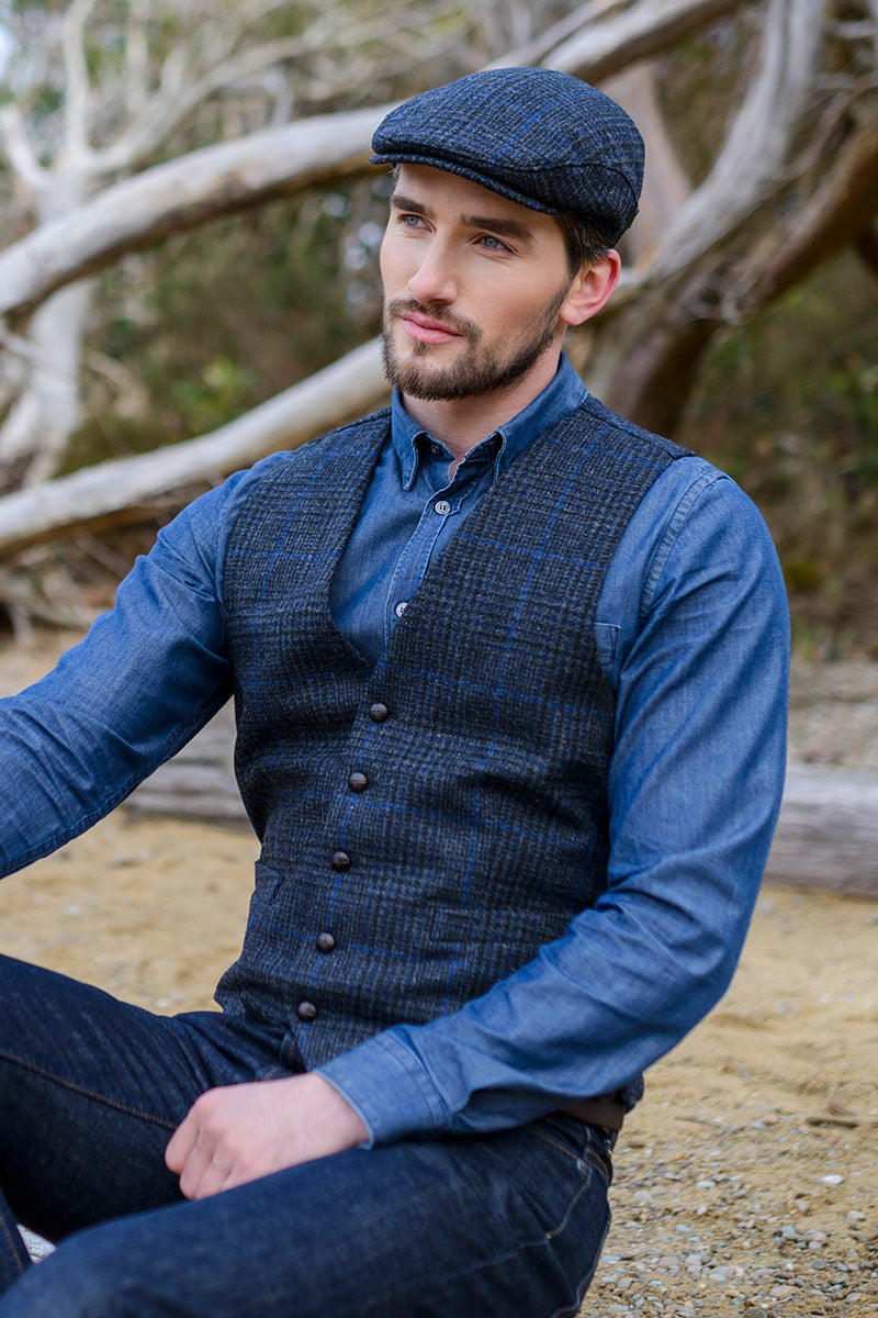 Charcoal and Blue Tweed Waistcoat 434-1