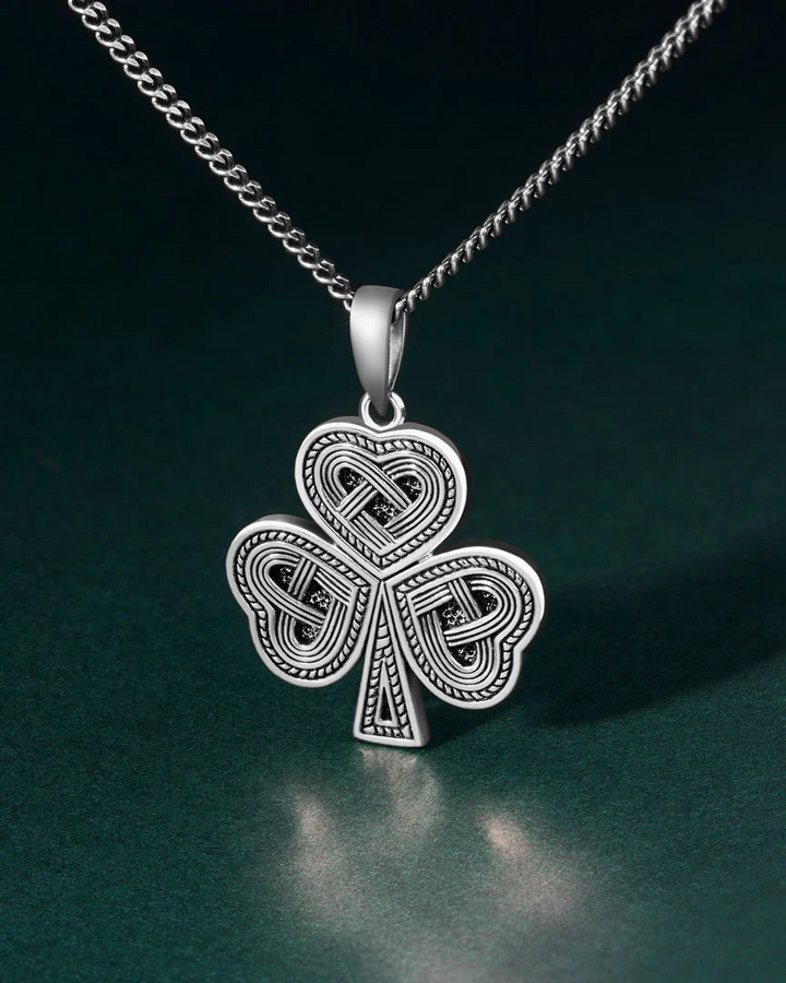 Heavy Silver Braided Shamrock Pendant S46451