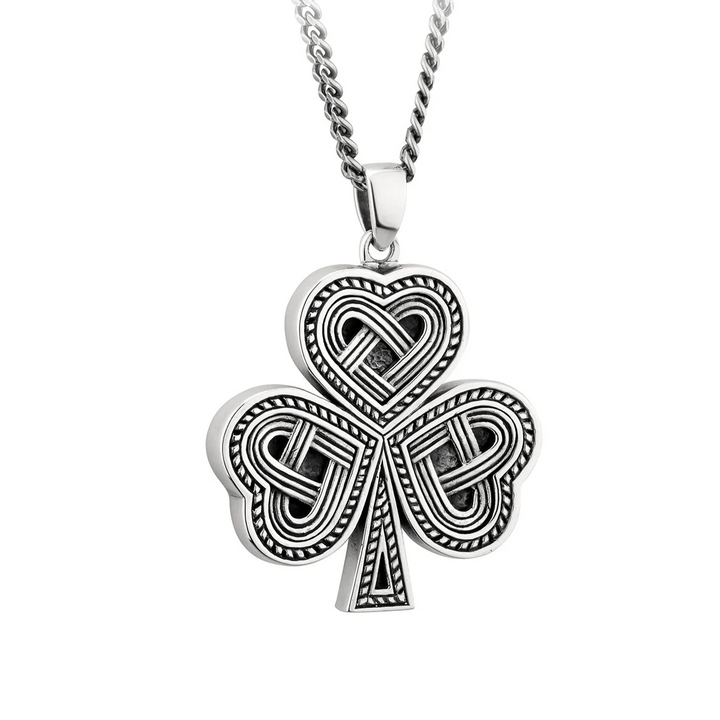 Heavy Silver Braided Shamrock Pendant S46451