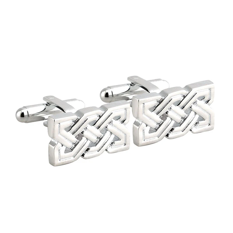 Rhodium Plated Celtic Knotwork Cufflinks