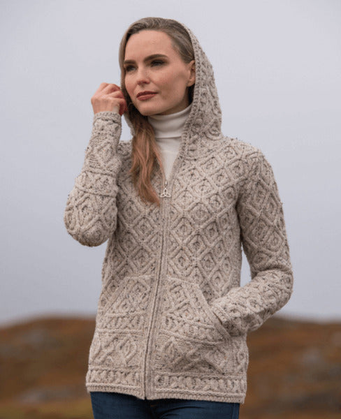 Skellig Hooded Zip Cardigan Oat (HD5001)