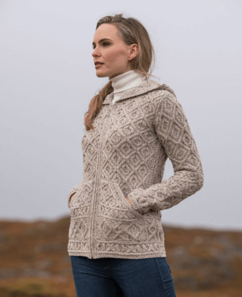 Skellig Hooded Zip Cardigan Oat (HD5001)