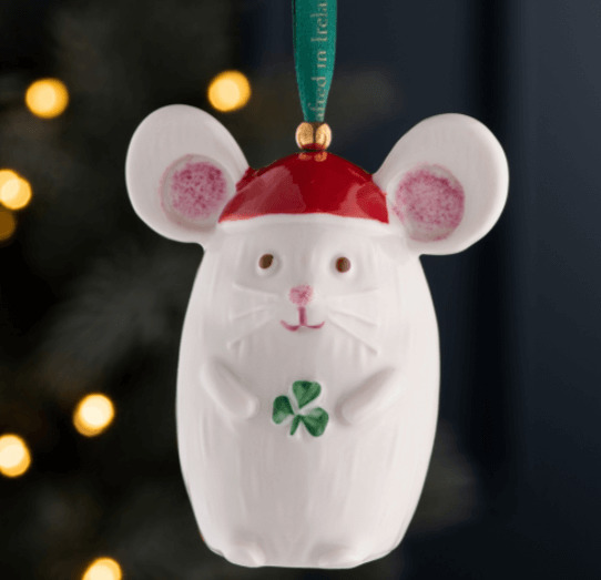 Belleek  - Not a creature was stirring - Mouse Ornament