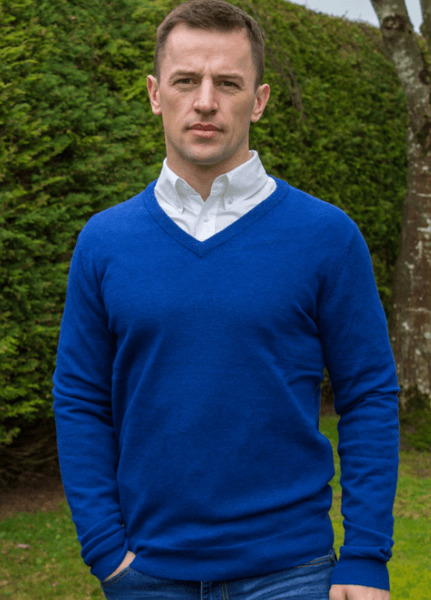 Lambswool V Neck Sweater -Ensign Blue