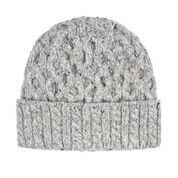 Aran Knit Hat - Light Grey