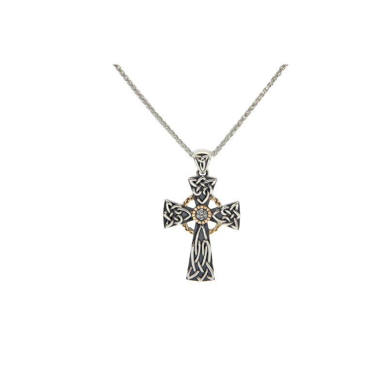 White Sapphire Celtic Cross Pendant-PCRX8444-WS-S (Out of Stock)