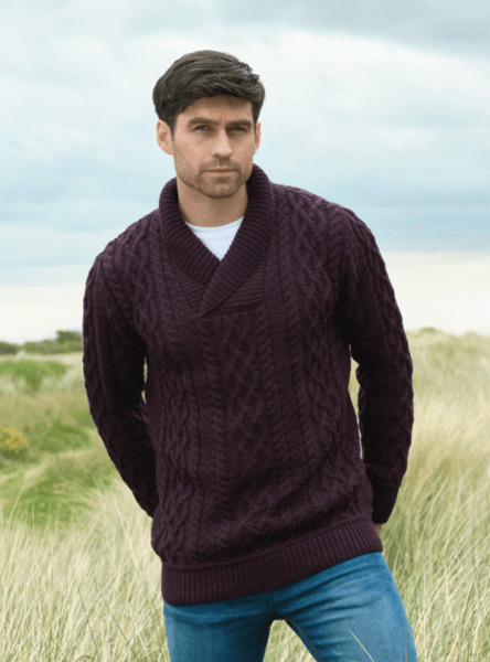 Bunratty - Shawl  Collar Sweater - Damson (5065)